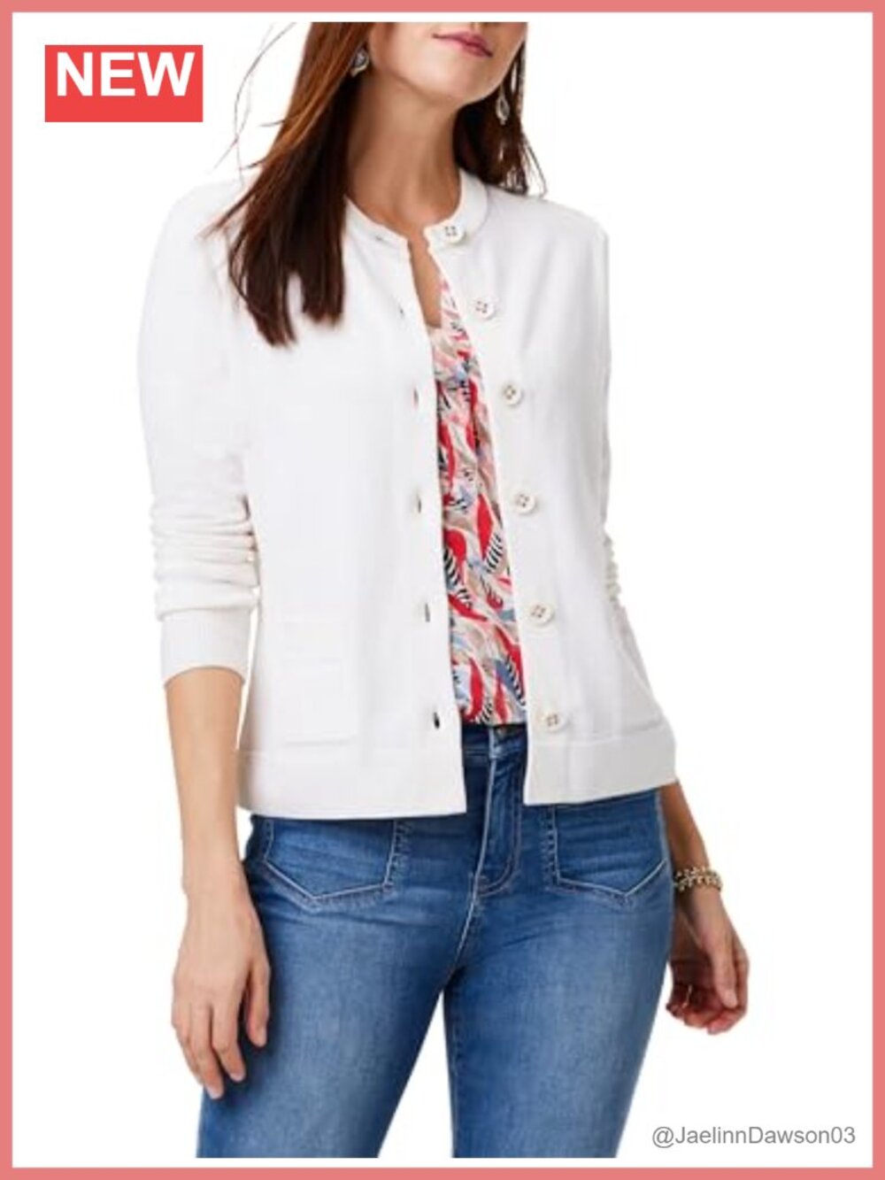NIC+ZOE Cardigan Button Front Sweater Long Sleeve Round Neck